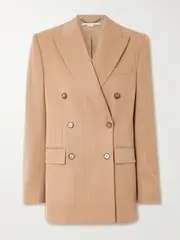 [Stella McCartney] Stella McCartney - Double-breasted Striped Wool-blend Blazer - Light brown - IT34 IT 34 Brown