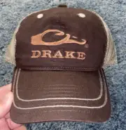 NWT Drake Waterfowl Systems Mesh Back Trucker Hat Logo. Ball Cap. Brown & OSFM