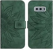 Compatible with Samsung Galaxy S10e G970F Cover,Compatible with Samsung Galaxy S10e G970F Flip Kickstand Card Slots Magnetic Closure Phone Case Green