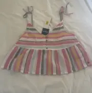 Roxy | Stripe baby doll crop tank top. Size Large. NWT. Stretchy back