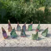10pcs Natural Rainbow Aura Titanium Bismuth Specimen Crystal Stone Cluster Reiki