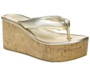 VERONICA BEARD Geno Cork Wedge Sandals Thong Shoes Gold 9M NEW