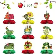 The Very Hungry Caterpillar Table Honeycomb Centerpieces, Cartoon Hungry Caterpillar Birthday Honeycomb Table Toppers Kids Reading Story Party Table Decorations Favor Photo Booth Props 9 PCS