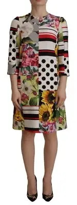 Dolce & Gabbana Multicolor Patchwork Charmeuse Sheath Women's Dress Authentic
