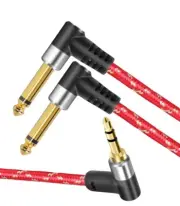 50ft - 3.5mm 1/8 TRS to Dual 6.35mm 1/4 TS Mono Breakout Cable Y Splitter Stereo