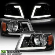 2004-2008 Ford F150 Black w/LED DRL Tube Switchback Signal Headlights Headlamps (for: Ford)