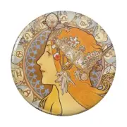 Zodiac Alphonse Mucha Art Nouveau Compact Pocket Purse Hand Makeup Mirror