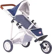 Götz 3081 Gotz 3403081 3-Wheel Pram/Buggy Denim Dots Accessorie Baby Standing Dolls Up to 50 cm-Suitable Agegroup 3+, Multi-Coloured