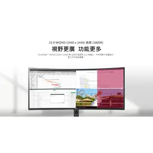 LG 34WR50QC-B 福利品 34吋 曲面螢幕 WQHD 1800R 21:9多工螢幕 100Hz VA 電腦螢幕