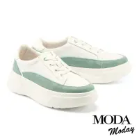 在飛比找momo購物網優惠-【MODA Moday】日常拼色異材質綁帶厚底休閒鞋(綠)