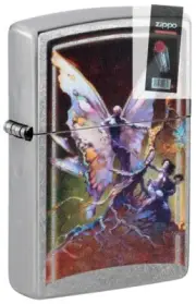 Zippo 48377 Frank Frazetta Mythical Fairy Street Chrome Lighter + FLINT PACK
