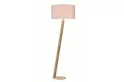 Shera Classic Modern Metal Stand Floor Lamp Light Drum Shape Fabric and Paper Veneer Shade - Wood.