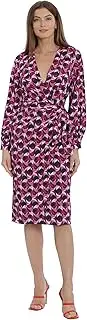 [Maggy London] Women's Wrap Tie Midi, Long Sleeve Tuxedo Dress Wear to Work