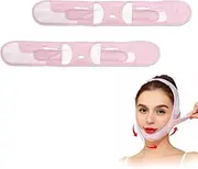 2 PCS Pink Chin Strap for Sleeping,Reusable V Line Face Lifting Chin Strap,Chin Strap for Double Chin,V Line Lifting Double Chin Reducer Face Strap,for Women Men Work Read Sleep (Pink)