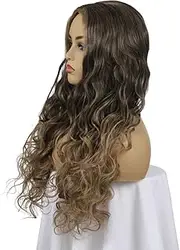 Wigs for Women Black and Brown Perm Wig Long Curly Wig Lace Front Realistic Fiber Stylish for Daily Use