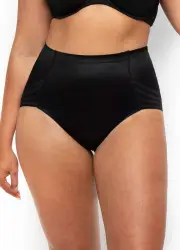 Hi-Cut Stripe Control Full Brief-Black