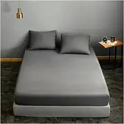 [Pacum] Queen Sheets 1pc Black Color Fitted Sheet Single/Queen/King Drap de lit Bed Sheet Sets Solid Double Bed Sheets (no Pillowcase) Queen Sheet Set (Color : Shenhui, Size : China)