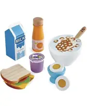 Hape Delicious Breakfast Playset, Mostly Wooden Pieces, 13 Piece Set, Age 3+