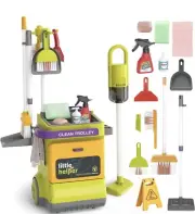deAO Kids Cleaning Set,14 PCS Pretend Play Housekeeping Supplies Kit, New