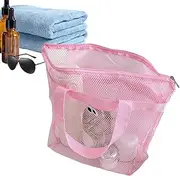 [Generisch] Mesh Beach Bag for Sand Toys, Mesh Beach Bag with Zip, Large Beach Bags for Women, Multifunctional, Lightweight Beach Bag with Zip, Pool Bag, Beach Accessories for Pool