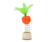 Suction Cup Pet Spring Treat Toy - Carrot Shape Food Dispenser with Feather for Cats and Dogs