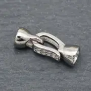 Sterling Silver Hook and Eye Clasp Connector w/ End Caps Cups