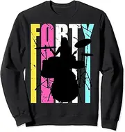 [X.Style] Retro Womens 40th Drummers Birthday Plays The Drums in Band Sweatshirt ds1651 Sweater (2XL) Black