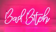 20" Bad Bitch Pink Acrylic Neon Sign Light Lamp Real Glass Artwork With Dimmer