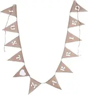 [PiurUf] Bunting Flags Jute Burlap Bunting Rustic Just Married Mr Mrs Wedding Garland Party Flags Candy Bar Decoration Event Supplies Candy bar Bunting (Color : 3, Size : M)