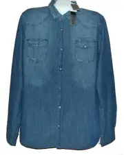 Buffalo David Bitton Men's Blue Jeans Logo Casual Cotton Shirt Size 2XL