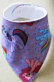 Handmade bandana bib- My Little Pony on lilac