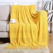 127x152cm Knitted Throw Blanket Textured Solid Soft Sofa Throw Couch Knitted Decorative Blanket