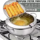 Japanese Tempura Deep Frying Pot Fry Pan Thermometer Kitchen Cooker 20cm/24cm AU
