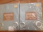2pc WEST ELM COTTON CANVAS GROMMET DRAPES CURTAINS 48x63" MIST BLUE Greyish Blue