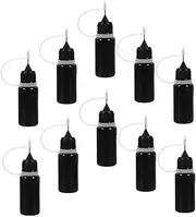 minkissy 10pcs Bottle Squeeze Bottles with Flip Cap Precision Glue Bottle Flask for Hot Drink Small Water Bottle Squeeze Pointed Bottle Fine Tip Glue Bottle Cups Plastic Black