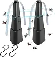 Fly Fans for Tables, Fly Repellent Outdoor Indoor Keep Flies Away, Table Top Fly Fan Fly Spinner with Holographic Blades for Picnic Patio Home,Scalable，calable with Hooks 2 Pack