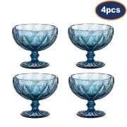 Dessert Bowl Blue Glass Ice Cream Sundae Fruit Starter Party Decorated Bowl 4pcs