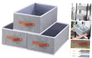 Cube Storage Unit Boxes, Foldable Bins for 16.1x6.5x9.8 (3-Pack) Grey