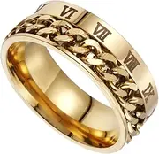 [WOFASHPURET] Roman Numeral Ring Gold Ring Mens Ring Mens Rings Ring Jewelry Chain Ring Unisex Chain Roman Numeral Bands Joint Ring Titanium Steel Digital Ring Personality Miss