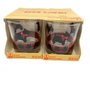 Fitz Scottie Scotty Dog Terrier 4 Glasses Tumblers Rocks Anchor Barware NOS
