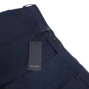 Zanella NWT Flat Front Dress Pants Size 34 US Clifford Blue Wool Blend