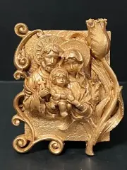 Phil Cast Mount Pinatubo and Taal Volcano Ash Gold Painted Icon-Holy Family #G27