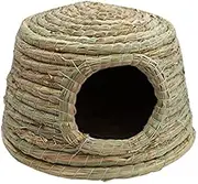Handmade Rabbit Grass House, Shelter Stable Durable Hay Bed Hideout Cottage Nest Hut Chew Toys for Hamster Chinchilla Gerbil Ferret Canary (Large)