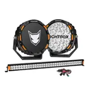 LIGHTFOX OSRAM 9" LED Driving Lights + 40" Dual Row LED Light Bar + Wiring Kit