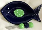 FISH Serving DISH & KNIFE Main Street Collection DIPS CHEESE CRACKERS Ceramic