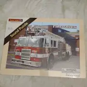 Firetruck Puzzle Wood Makes Sound 8 piece lifelike graphics 15" x 11" Big board