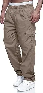 [THWEI] Mens Cargo Pants Casual Drawstring Athletic Jogger Sports Outdoor Trousers