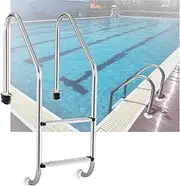 Swimming Pool Ladder,Easy Climbing Stainless Steel Pool Step, Pool Step with Curved Handrails 2/3 Steps,for Swimming Pool Water Park Fish Pond(2-Steps1.2mm)