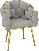 Multi-Purpose Chair Ergonomic Design, Space-Saving 45x76cm, Steel Frame, High-Density Sponge, Anti-Pilling Velvet for Small Apartments, Offices, Bedrooms, Reading and Dressing (Light Gray Gold)