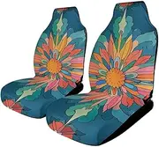 HETVBNS - Breathable Car Seat Cover Vibrant Color Scottish Thistle Pattern Car Front Seat Protector with Elastic Band Edge Seat Cushions for Car Seats